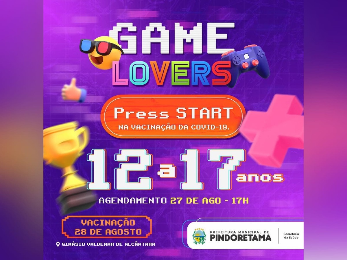 Com tema gamer, Pindoretama faz mutirão para vacinação contra Covid de adolescentes de 12 a 17 anos no Ceará